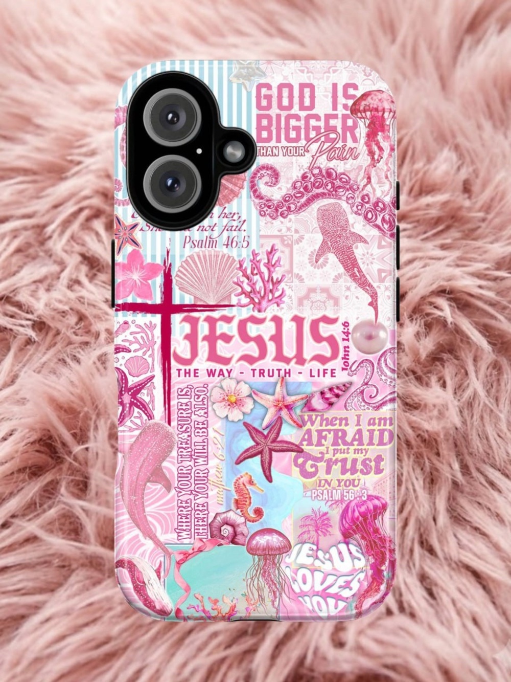 Pink Inspirational "Jesus shark" Phone Case - Religious Christian Design